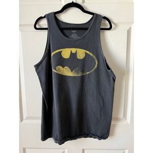 Batman Classic Logo Tank Top Black Distressed Graphic Size‎ Large Superhero